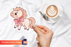 Cute Pink Bow Horse Sticker, Animal Sticker, Horse Decal Product Image 1