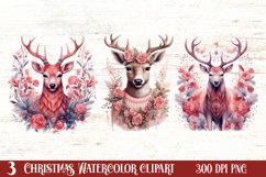 Cute Pink Christmas Animals Clipart Sublimation Product Image 1