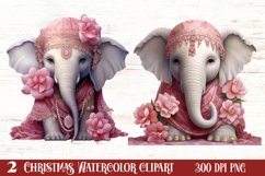 Cute Pink Christmas Animals Clipart Sublimation Product Image 1