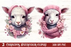 Cute Pink Christmas Animals Clipart Sublimation Product Image 1