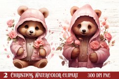 Cute Pink Christmas Animals Clipart Sublimation Product Image 1