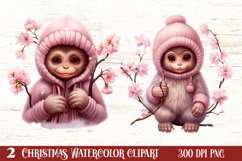 Cute Pink Christmas Animals Clipart Sublimation Product Image 1