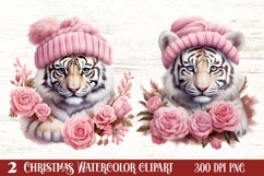 Cute Pink Christmas Animals Clipart Sublimation Product Image 1