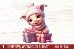 Cute Pink Christmas Animals Clipart Sublimation Product Image 1