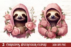 Cute Pink Christmas Animals Clipart Sublimation Product Image 1