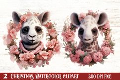Cute Pink Christmas Animals Clipart Sublimation Product Image 1