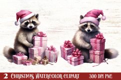 Cute Pink Christmas Animals Clipart Sublimation Product Image 1