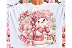 Cute Pink Christmas Snowman PNG Product Image 1