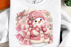 Cute Pink Christmas Snowman PNG Product Image 2