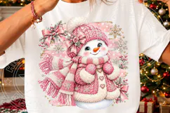 Cute Pink Christmas Snowman PNG Product Image 3
