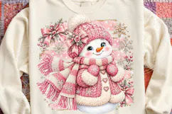 Cute Pink Christmas Snowman PNG Product Image 4