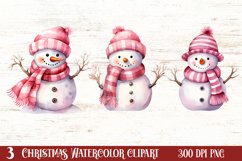 Cute Pink Christmas Snowman Sublimation Clipart Product Image 1