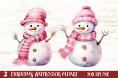 Cute Pink Christmas Snowman Sublimation Clipart Product Image 1