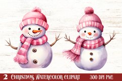 Cute Pink Christmas Snowman Sublimation Clipart Product Image 1
