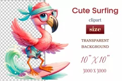 Explore this adorable cartoon pink flamingo surfer clipart perfect for children's parties, summer events, birthday invitations, t-shirt designs, sublimation prints, scrapbooking, and more. Bring a fun summer vibe to your projects.