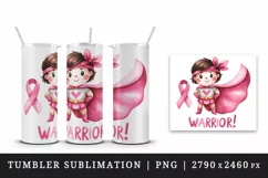 Cute pink girl hero ribbon breast cancer awareness Warrior quote print 20 oz tumbler skinny mug wrap clipart t-shirt sublimation printable design