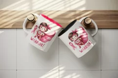 Cute pink girl hero ribbon breast cancer awareness Warrior quote print 20 oz tumbler skinny mug wrap clipart t-shirt sublimation printable design