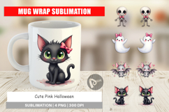 Cute Pink Halloween Mug Wrap Product Image 1