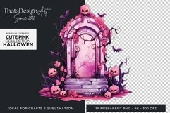 Watercolor Pink Tomb Stone Halloween Clipart Product Image 1