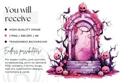 Watercolor Pink Tomb Stone Halloween Clipart Product Image 2
