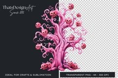 Watercolor Pink Halloween Tree Clipart Product Image 1