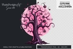 Watercolor Pink Halloween Tree Clipart Product Image 1