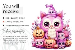 Watercolor Pink Cute Cats Halloween Clipart Product Image 2