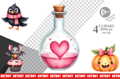 Cute Pink Halloween Clipart Product Image 1