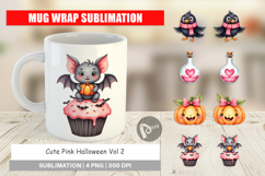 Cute Pink Halloween Mug Wrap Product Image 1
