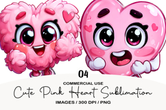 Cute Pink Heart Sublimation PNG Product Image 1