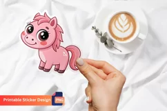 Cute Pink Horse Sticker, Pink Horse Decal, Horse Art Sticker Product Image 1