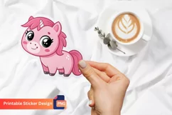 Cute Pink Horse Sticker, Pink Horse Decal, Horse Art Sticker Product Image 1