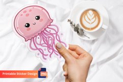 Cute Pink Jellyfish Sticker, Ocean Art, Ocean-Themed Sticker Product Image 1