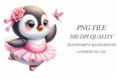 Cute Pink Panda Ballerina Clipart Png Product Image 3