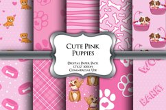Cute Pink Puppies Digital Paper Pack Product Image 1