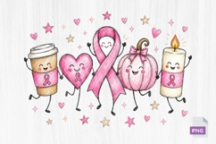 Cute Pink Ribbon Friends Autumn Clipart Product Image 1