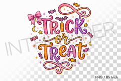 Cute Pink Trick or Treat Lettering | Halloween PNG Glitter Product Image 1