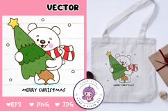 Cute Polar bear hug Christmas tree kawaii clipart winter Product Image 1