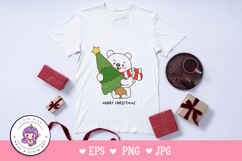 Cute Polar bear hug Christmas tree kawaii clipart winter Product Image 2