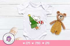 Cute Polar bear hug Christmas tree kawaii clipart winter Product Image 5