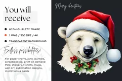Cute Polar bear Christmas Animals PNG for Sublimation Product Image 3