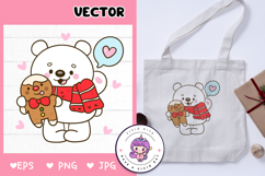 Cute Polar bear hug gingerbread cookie Christmas gift kawaii Product Image 1