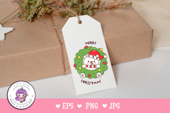 Polar bear in Christmas wreath kawaii clipart winter animal Product Image 3