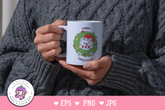 Polar bear in Christmas wreath kawaii clipart winter animal Product Image 4