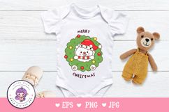 Polar bear in Christmas wreath kawaii clipart winter animal Product Image 5