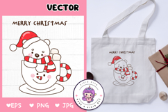 Cute Polar bear in coffee mug Christmas clipart kawaii Product Image 1