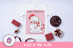 Cute Polar bear in coffee mug Christmas clipart kawaii Product Image 2