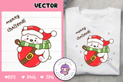 Cute Polar bear on Christmas ball kawaii clipart Product Image 1