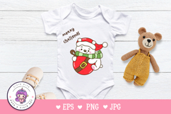 Cute Polar bear on Christmas ball kawaii clipart Product Image 5