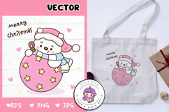 Cute Polar bear on Christmas ball kawaii clipart winter Product Image 1